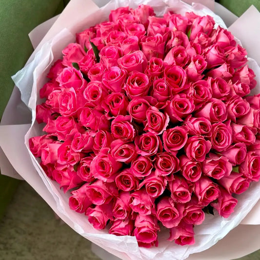 Hot Pink Roses Bouquet Miami Bloom Flower