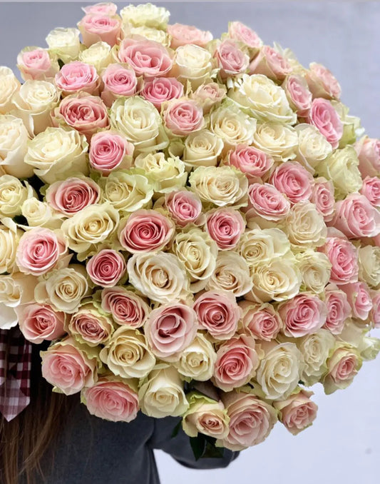 White and Pink Roses Bouquet