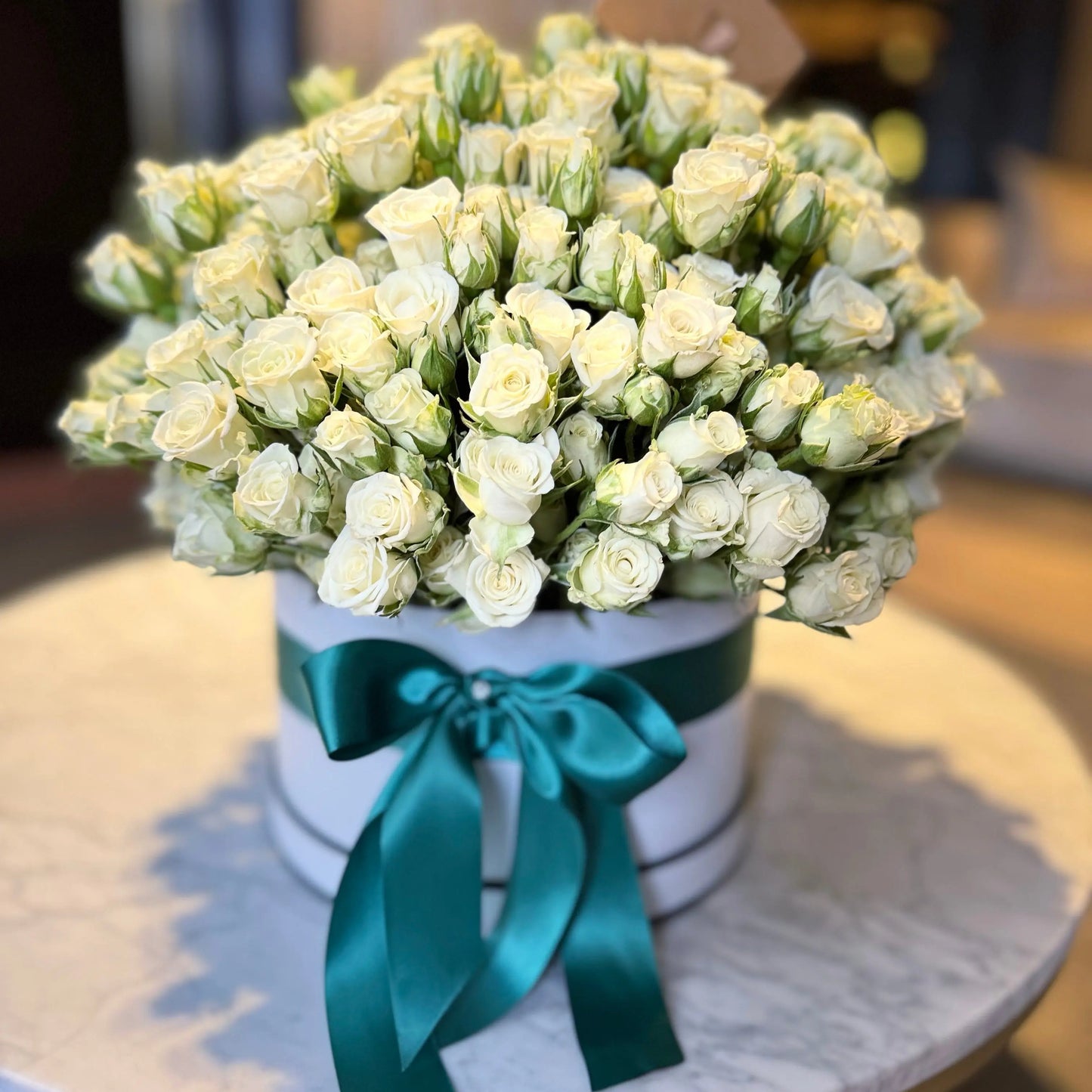 White Spray Roses Box