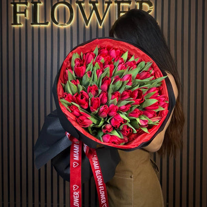Red tulips bouquet Miami Bloom Flower