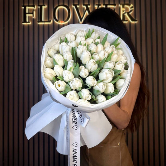 White tulips bouquet Miami Bloom Flower