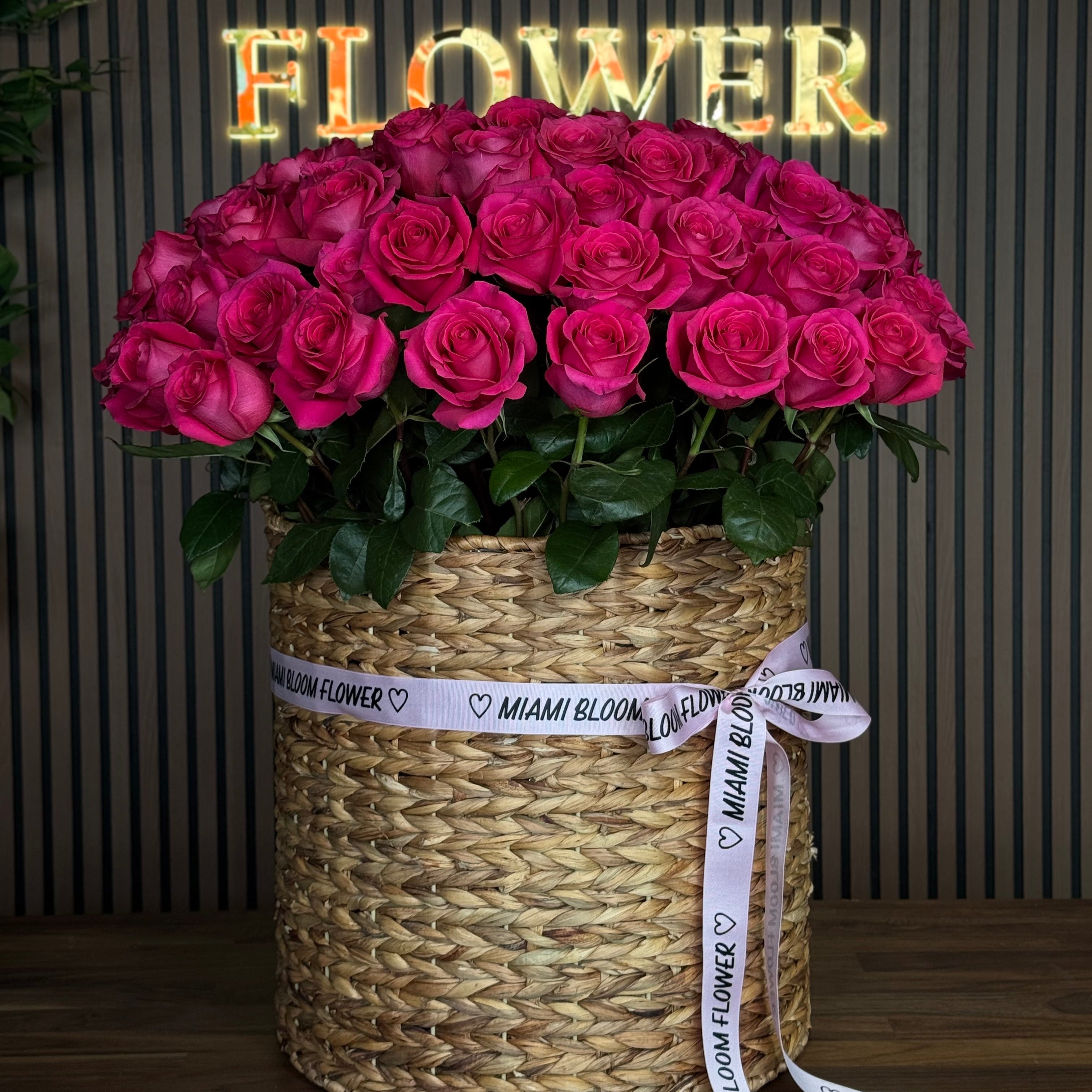 Roses basket – Miami Bloom Flower