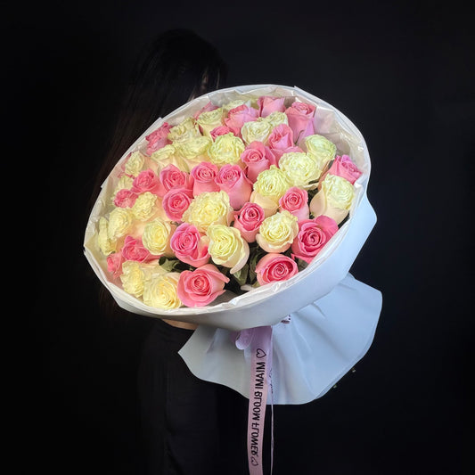 White and Pink Roses Bouquet miami