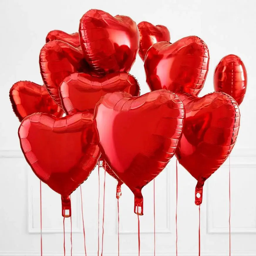 10 Red Heart Balloons Miami Bloom Flower